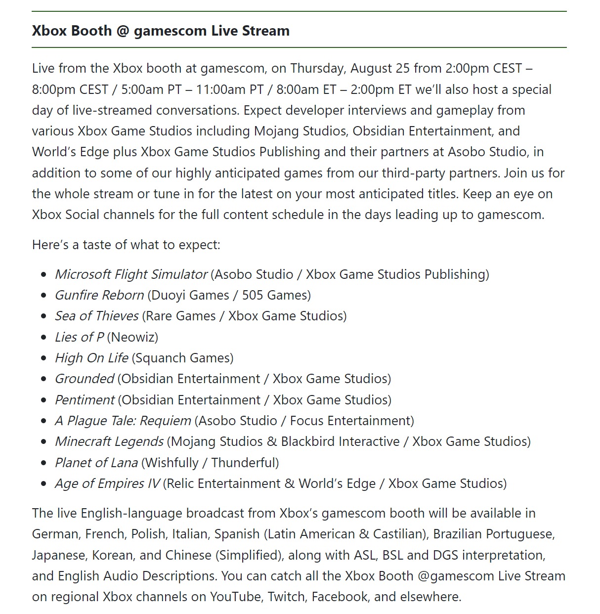 Xbox參加科隆展：8月25日將舉行直播 有中文字幕