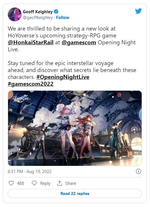 《崩壞星穹鐵道》將在Gamescom科隆展開幕夜亮相