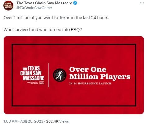 《德州電鋸殺人狂》上線24小時玩家破百萬！官方發文慶賀