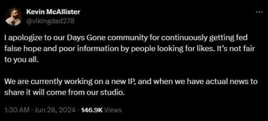 《往日不再》社區經理發文表示遊戲確認不會再出續作