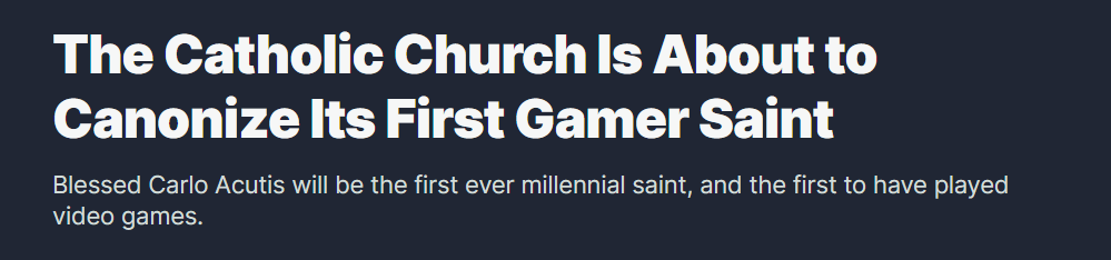 天主教將冊封首位遊戲玩家聖人！曾被譽為