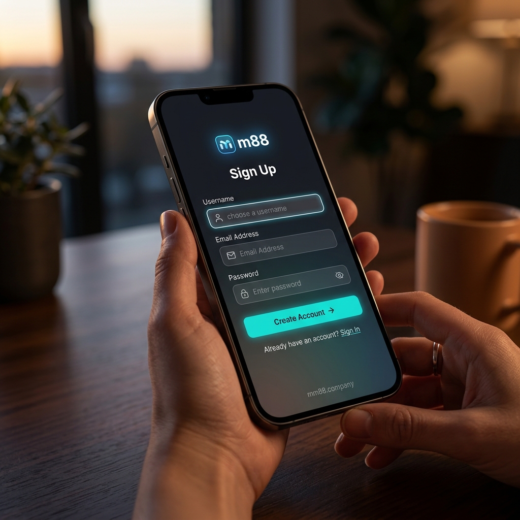 Giao diện App di động mẫu biểu mẫu điền thông tin đăng ký MM88 tạo tài khoản đánh bài cá cược siêu nhanh